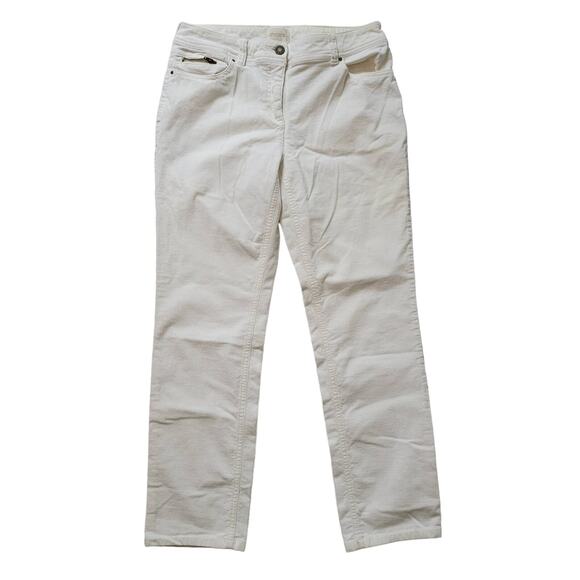 Chico's Size 00 US XS Corduroy Pants White Zip Pocket Tapered Leg Casual Minimal - Picture 1 of 10